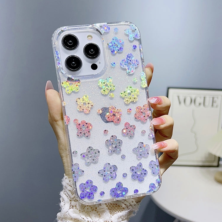 Custodia per telefono in TPU con polvere glitterata serie Little Star, For iPhone 14 Pro Max, For iPhone 13