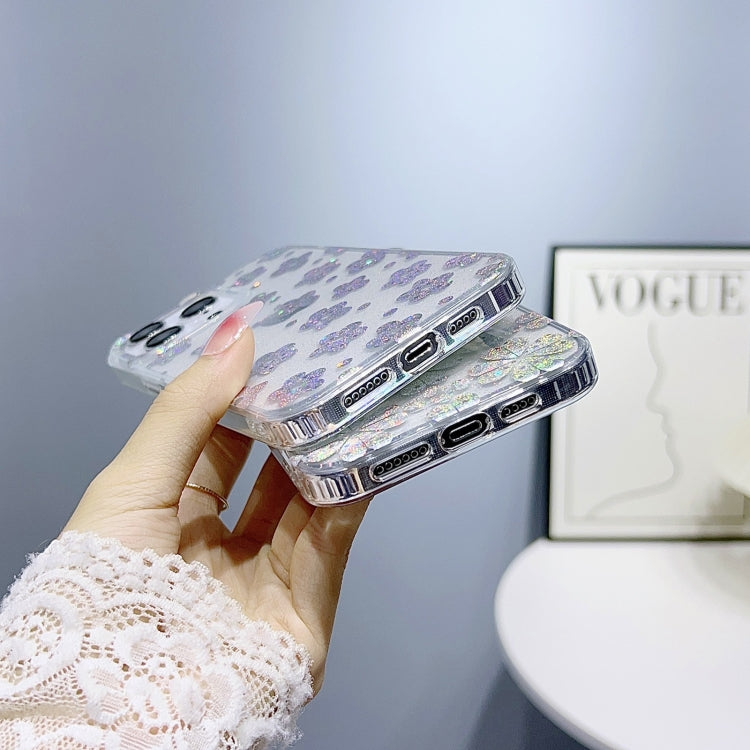 Custodia per telefono in TPU con polvere glitterata serie Little Star, For iPhone 14 Pro Max, For iPhone 13