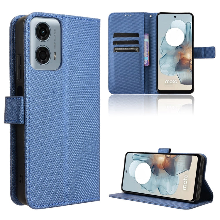 Custodia per telefono in pelle con trama a diamante, For Motorola Moto G04 / G24, For Motorola Moto G34 5G, For Motorola Moto G Play 4G 2024, For Motorola Moto G Power 5G 2024