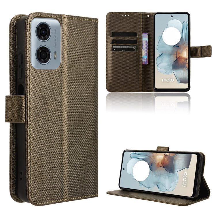 Custodia per telefono in pelle con trama a diamante, For Motorola Moto G04 / G24, For Motorola Moto G34 5G, For Motorola Moto G Play 4G 2024, For Motorola Moto G Power 5G 2024