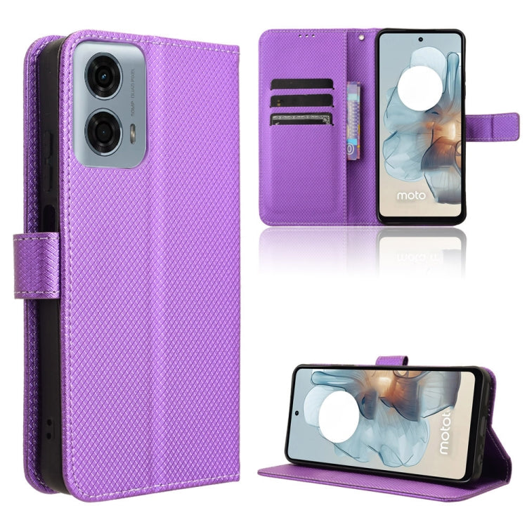 Custodia per telefono in pelle con trama a diamante, For Motorola Moto G04 / G24, For Motorola Moto G34 5G, For Motorola Moto G Play 4G 2024, For Motorola Moto G Power 5G 2024