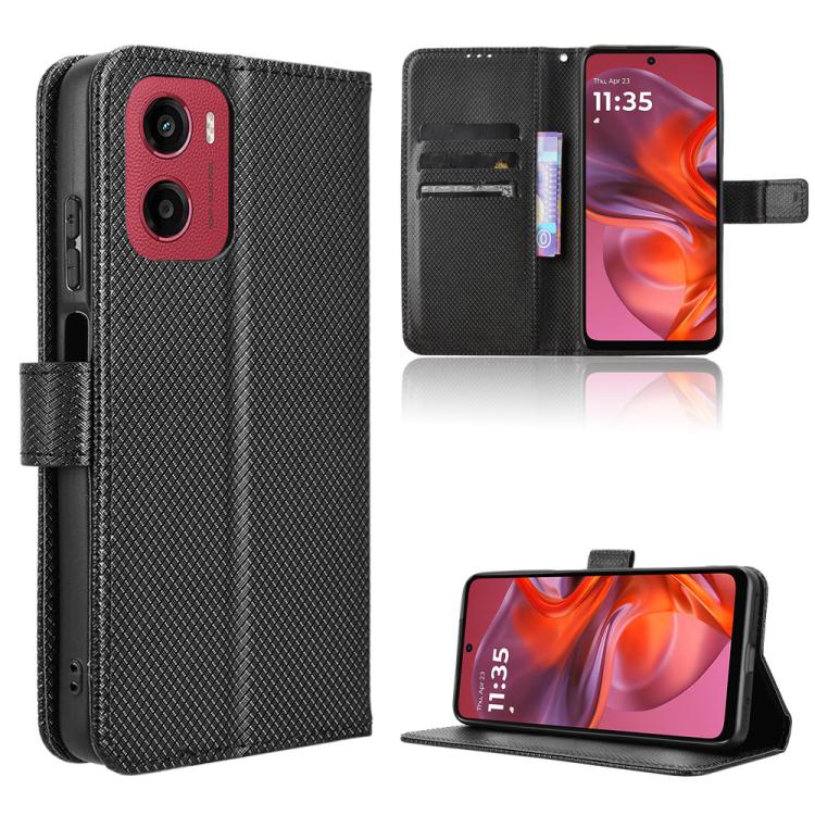 Custodia per telefono in pelle con trama a diamante, For Motorola Moto G15 4G / G15 Power 4G, For Motorola Moto G05 4G / E15 4G, For Motorola Moto G 5G 2025, For Motorola Moto G Play 2025