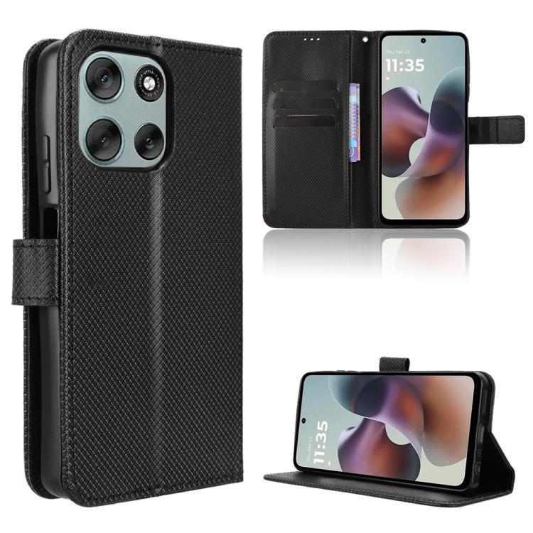 Custodia per telefono in pelle con trama a diamante, For Motorola Moto G06 / G06 Power, For Motorola Edge 70 5G, For Motorola Moto G56 / G66j / G66y 5G, For Motorola Edge 60 Pro / 60s Pro 5G