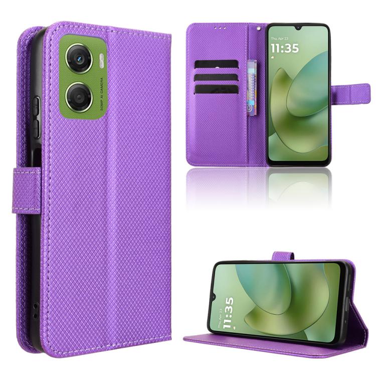 Custodia per telefono in pelle con trama a diamante, For Motorola Moto G06 / G06 Power, For Motorola Edge 70 5G, For Motorola Moto G56 / G66j / G66y 5G, For Motorola Edge 60 Pro / 60s Pro 5G