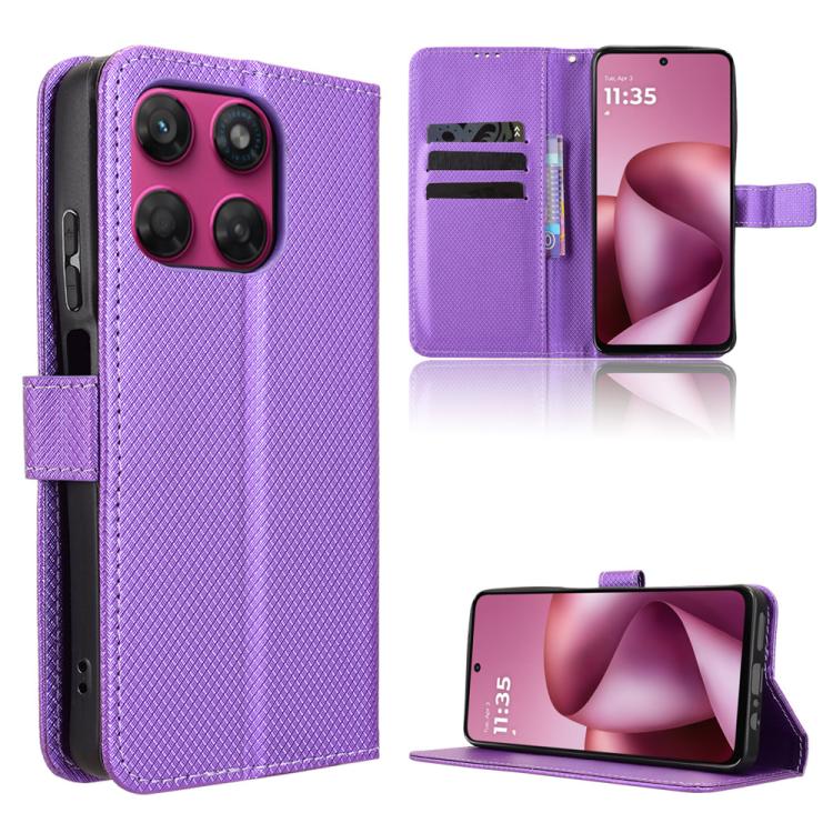 Custodia per telefono in pelle con trama a diamante, For Motorola Moto G Max / G87 / G67 / G77 5G, For Motorola Edge 5G 2026, For Motorola Moto G37 / G47 / G37 Power, For Motorola Edge 70 Pro 5G