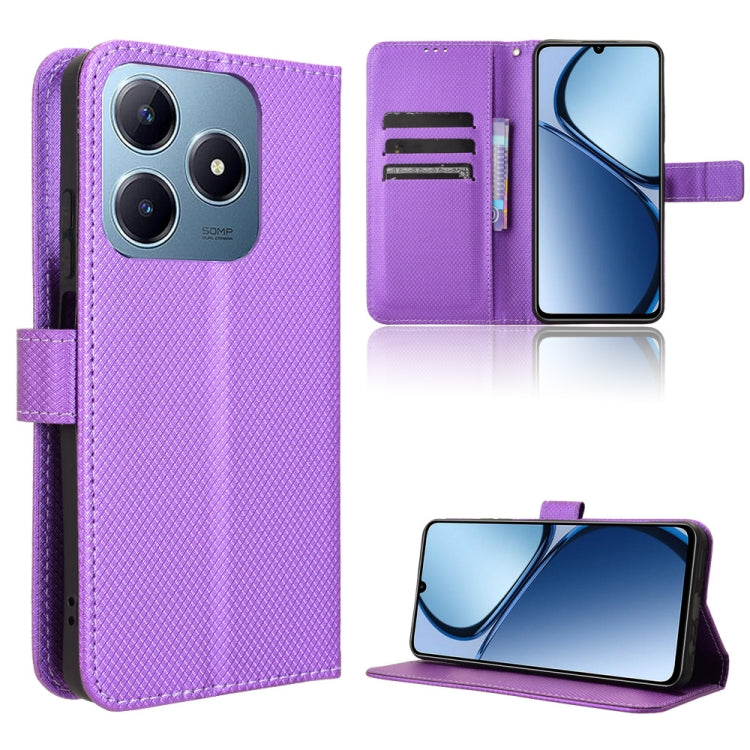 Custodia per telefono in pelle con trama a diamante, For Realme GT 6 / GT 6T / GT Neo6, For Realme C63 4G / C61 4G / Narzo N63 4G, For Realme 12 Lite 4G, For Realme GT Neo6 SE 5G