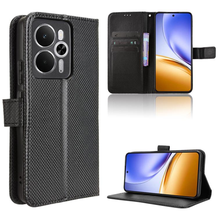 Custodia per telefono in pelle con trama a diamante, For Realme 14x 5G Malaysia / V70, For Realme 14 5G, For Realme P3 Ultra 5G, For Realme P3 5G / Neo7x 5G