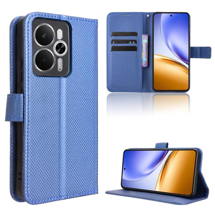 Custodia per telefono in pelle con trama a diamante, For Realme 14x 5G Malaysia / V70, For Realme 14 5G, For Realme P3 Ultra 5G, For Realme P3 5G / Neo7x 5G