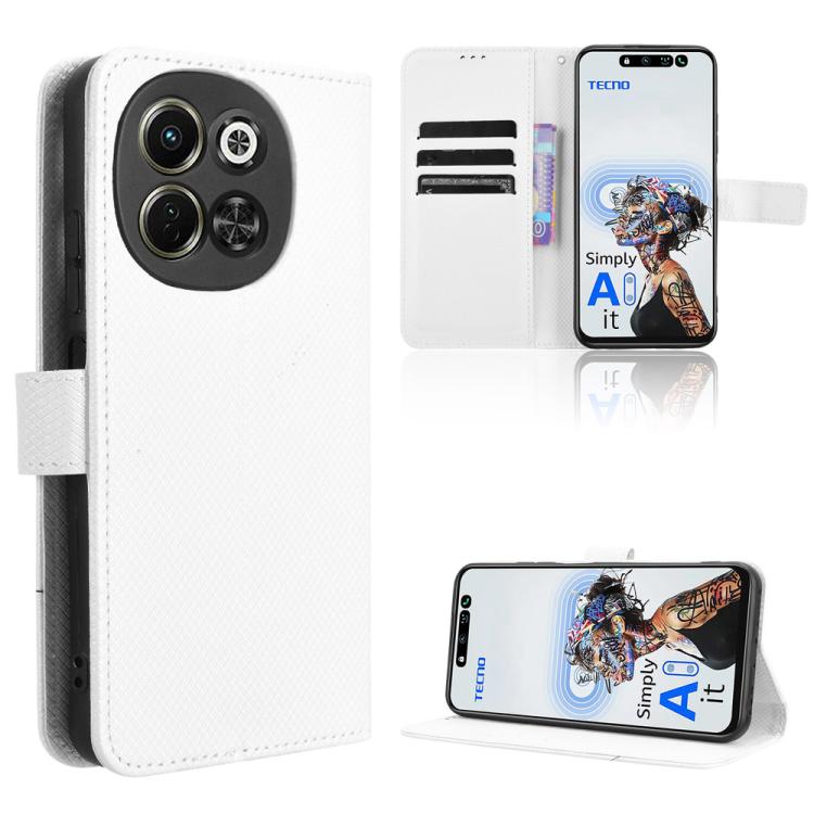 Custodia per telefono in pelle con trama a diamante, For Tecno Camon 30S 4G / 30S Pro 4G, For Tecno Pova 6 Neo 5G / Spark 30 5G, For Tecno Spark 30 Pro 4G, For Tecno Spark 30 4G