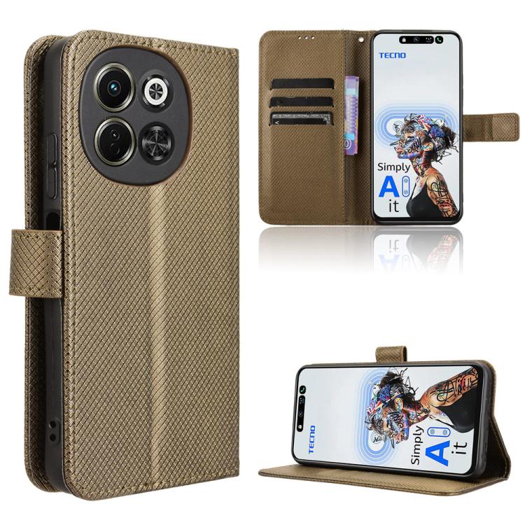 Custodia per telefono in pelle con trama a diamante, For Tecno Camon 30S 4G / 30S Pro 4G, For Tecno Pova 6 Neo 5G / Spark 30 5G, For Tecno Spark 30 Pro 4G, For Tecno Spark 30 4G
