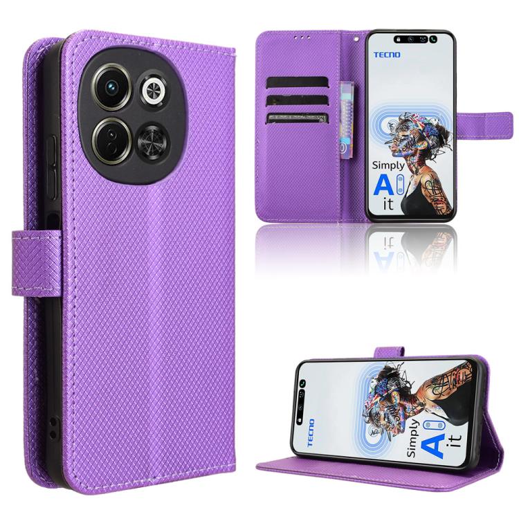 Custodia per telefono in pelle con trama a diamante, For Tecno Camon 30S 4G / 30S Pro 4G, For Tecno Pova 6 Neo 5G / Spark 30 5G, For Tecno Spark 30 Pro 4G, For Tecno Spark 30 4G