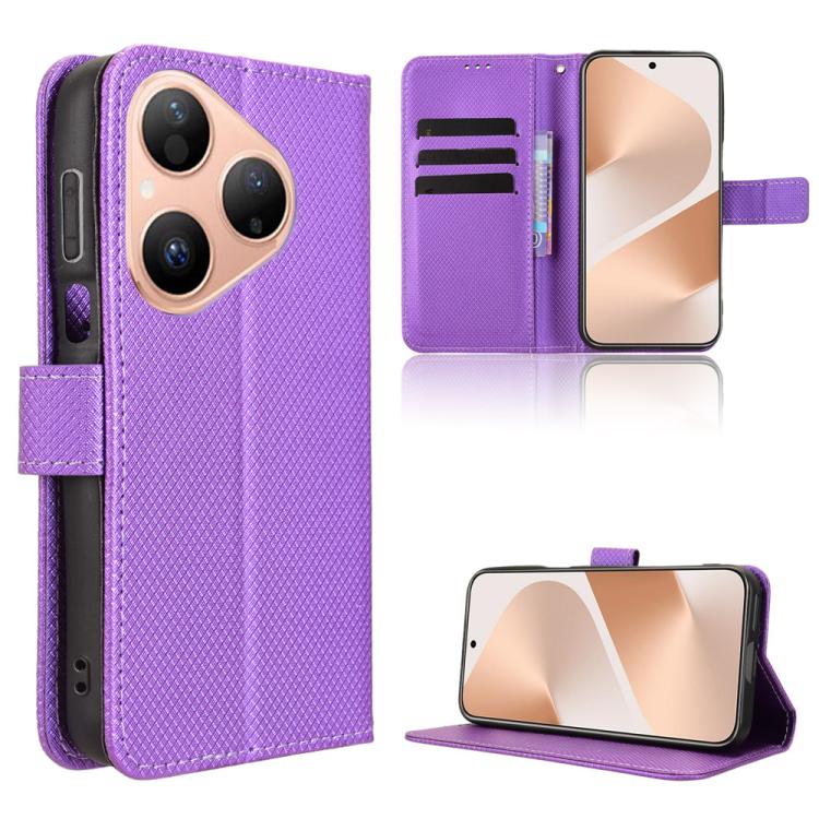 Custodia per telefono in pelle con trama a diamante, For Huawei Pura 80 Pro 5G / 80 Pro+ 5G, For Huawei Pura 80 5G, For Huawei nova 14 Ultra 5G, For Huawei nova 14 Pro 5G