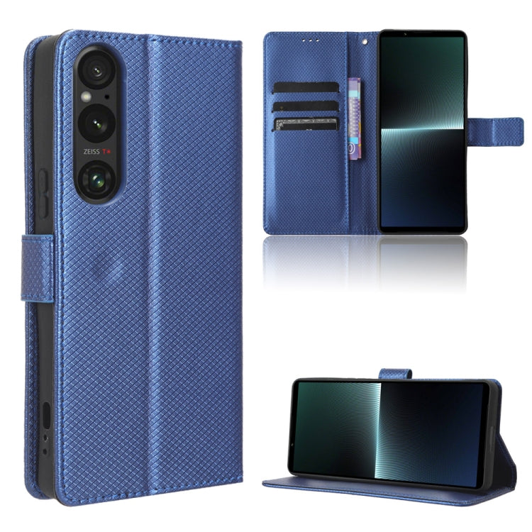 Custodia per telefono in pelle con trama a diamante, For Sony Xperia 1 VI 2024, For Sony Xperia 5 V 2023, For Sony Xperia 1 V, For Sony Xperia 10 V