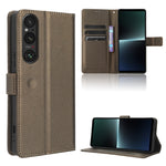 Custodia per telefono in pelle con trama a diamante, For Sony Xperia 1 VI 2024, For Sony Xperia 5 V 2023, For Sony Xperia 1 V, For Sony Xperia 10 V