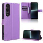 Custodia per telefono in pelle con trama a diamante, For Sony Xperia 1 VI 2024, For Sony Xperia 5 V 2023, For Sony Xperia 1 V, For Sony Xperia 10 V