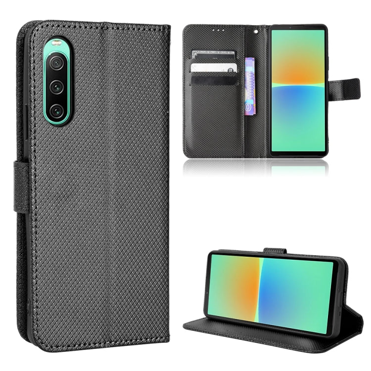 Custodia per telefono in pelle con trama a diamante, For Sony Xperia 1 VI 2024, For Sony Xperia 5 V 2023, For Sony Xperia 1 V, For Sony Xperia 10 V