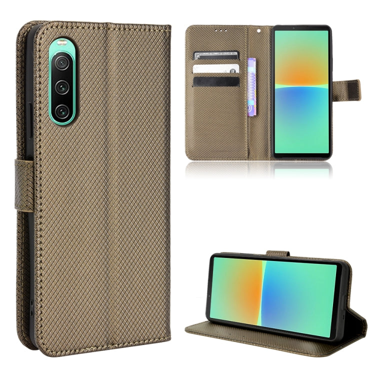 Custodia per telefono in pelle con trama a diamante, For Sony Xperia 1 VI 2024, For Sony Xperia 5 V 2023, For Sony Xperia 1 V, For Sony Xperia 10 V