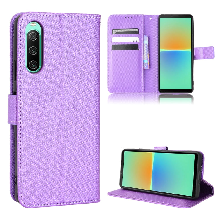 Custodia per telefono in pelle con trama a diamante, For Sony Xperia 1 VI 2024, For Sony Xperia 5 V 2023, For Sony Xperia 1 V, For Sony Xperia 10 V