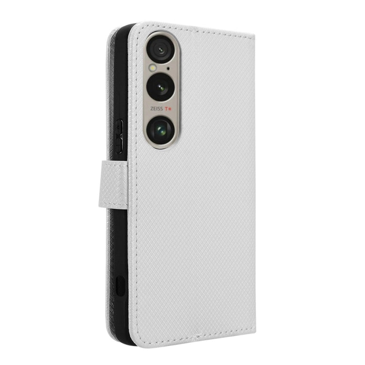 Custodia per telefono in pelle con trama a diamante, For Sony Xperia 1 VI 2024, For Sony Xperia 5 V 2023, For Sony Xperia 1 V, For Sony Xperia 10 V
