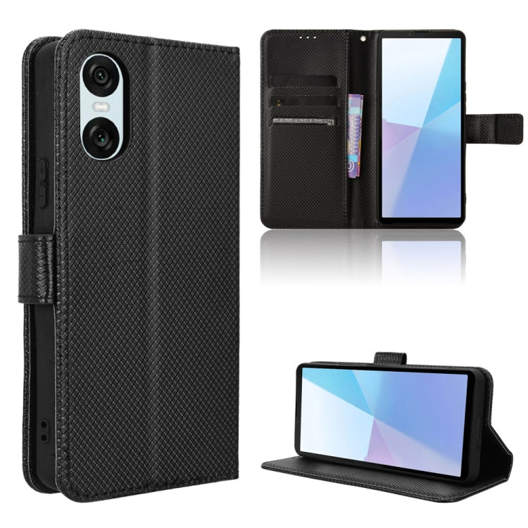 Custodia per telefono in pelle con trama a diamante, For Sony Xperia 1 VIII, For Sony Xperia 10 VII, For Sony Xperia 1 VII, For Sony Xperia 10 VI 2024