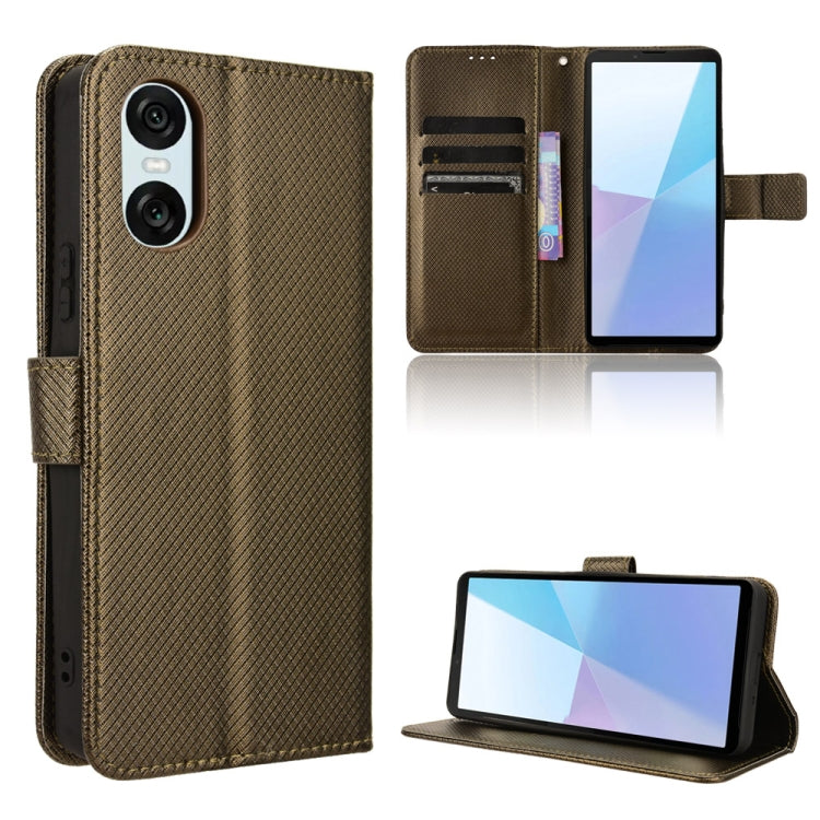 Custodia per telefono in pelle con trama a diamante, For Sony Xperia 1 VIII, For Sony Xperia 10 VII, For Sony Xperia 1 VII, For Sony Xperia 10 VI 2024