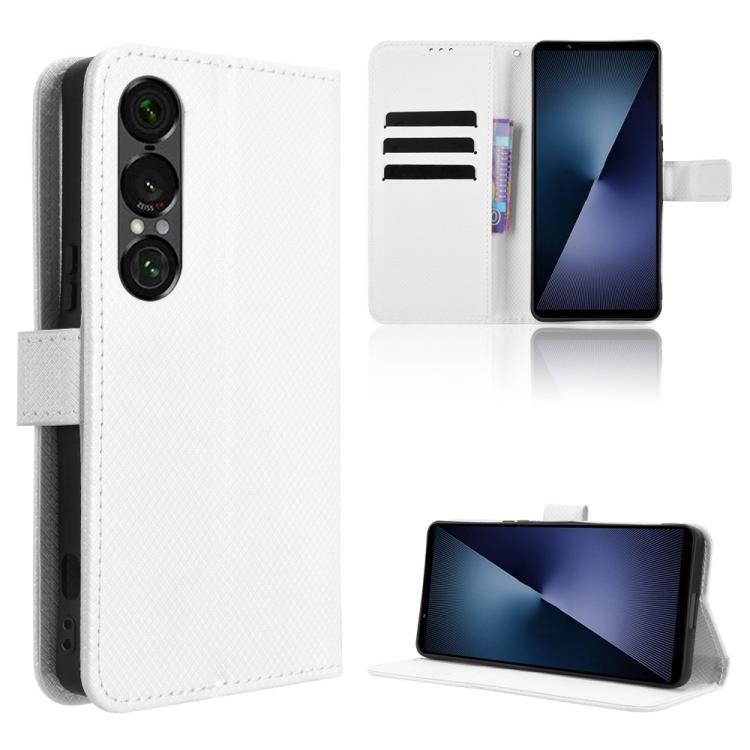 Custodia per telefono in pelle con trama a diamante, For Sony Xperia 1 VIII, For Sony Xperia 10 VII, For Sony Xperia 1 VII, For Sony Xperia 10 VI 2024