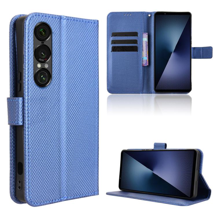 Custodia per telefono in pelle con trama a diamante, For Sony Xperia 1 VIII, For Sony Xperia 10 VII, For Sony Xperia 1 VII, For Sony Xperia 10 VI 2024
