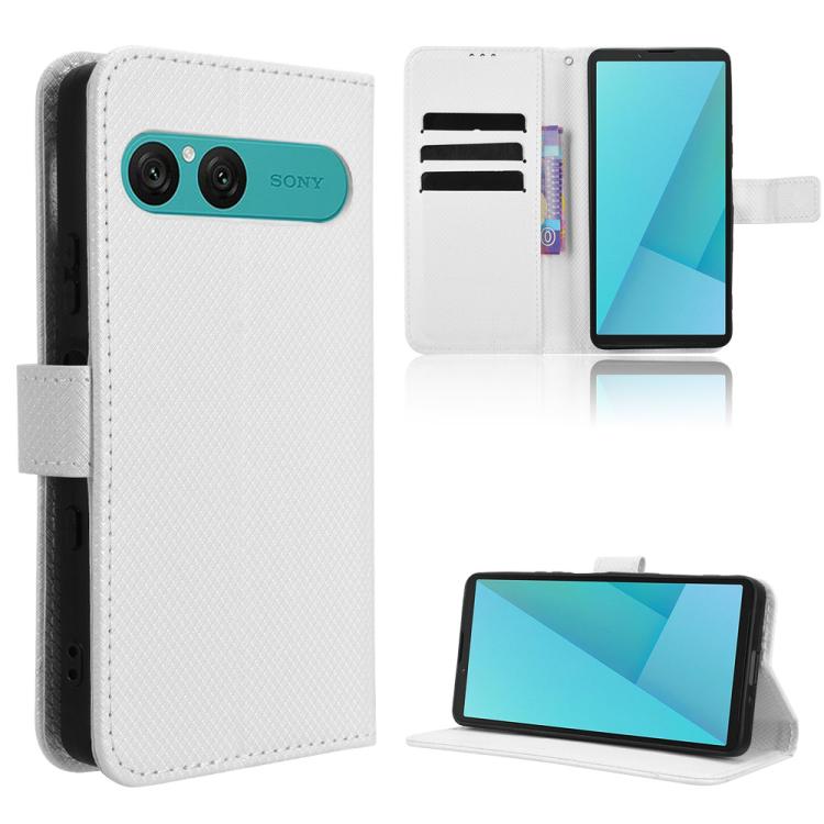 Custodia per telefono in pelle con trama a diamante, For Sony Xperia 1 VIII, For Sony Xperia 10 VII, For Sony Xperia 1 VII, For Sony Xperia 10 VI 2024