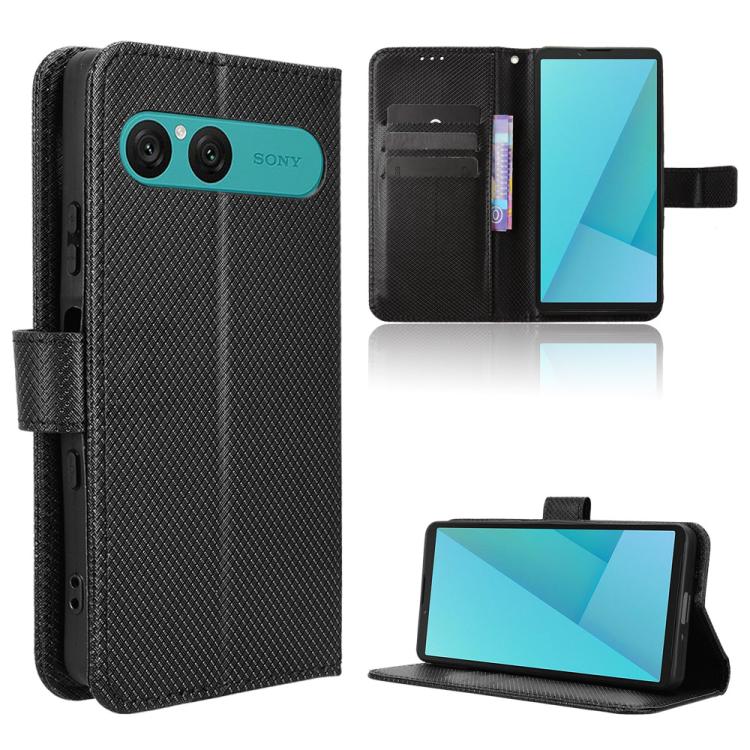 Custodia per telefono in pelle con trama a diamante, For Sony Xperia 1 VIII, For Sony Xperia 10 VII, For Sony Xperia 1 VII, For Sony Xperia 10 VI 2024