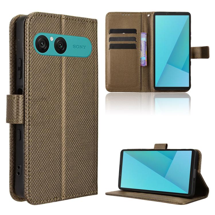Custodia per telefono in pelle con trama a diamante, For Sony Xperia 1 VIII, For Sony Xperia 10 VII, For Sony Xperia 1 VII, For Sony Xperia 10 VI 2024