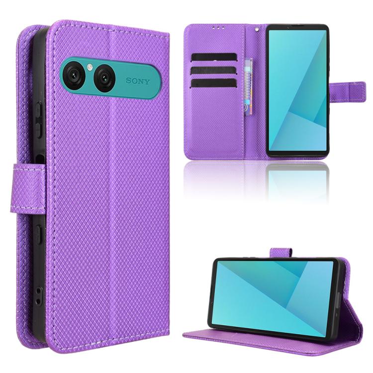 Custodia per telefono in pelle con trama a diamante, For Sony Xperia 1 VIII, For Sony Xperia 10 VII, For Sony Xperia 1 VII, For Sony Xperia 10 VI 2024
