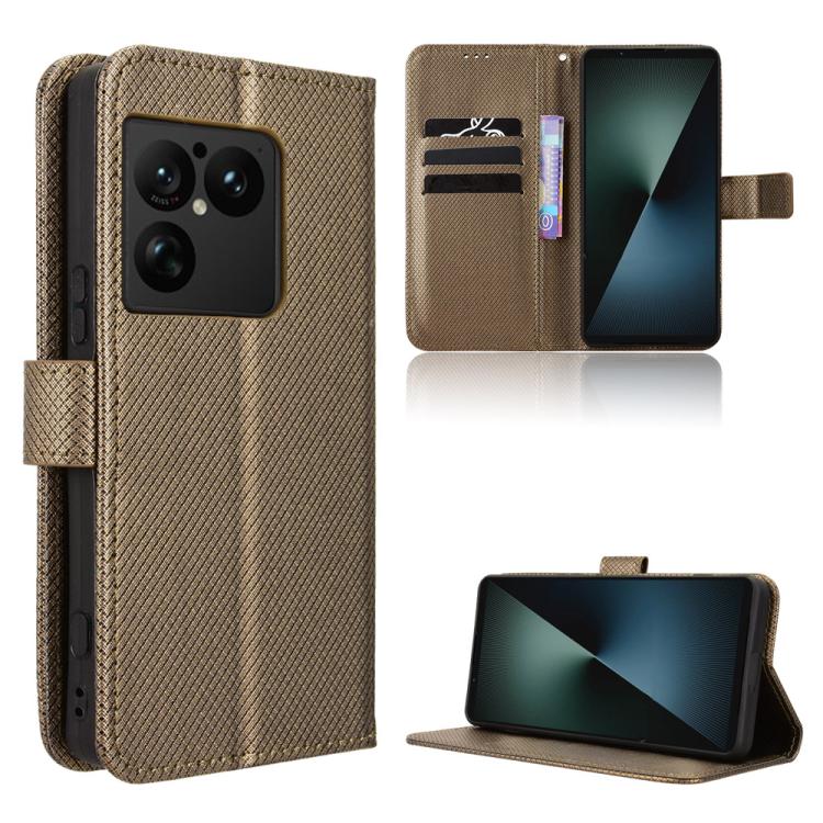 Custodia per telefono in pelle con trama a diamante, For Sony Xperia 1 VIII, For Sony Xperia 10 VII, For Sony Xperia 1 VII, For Sony Xperia 10 VI 2024