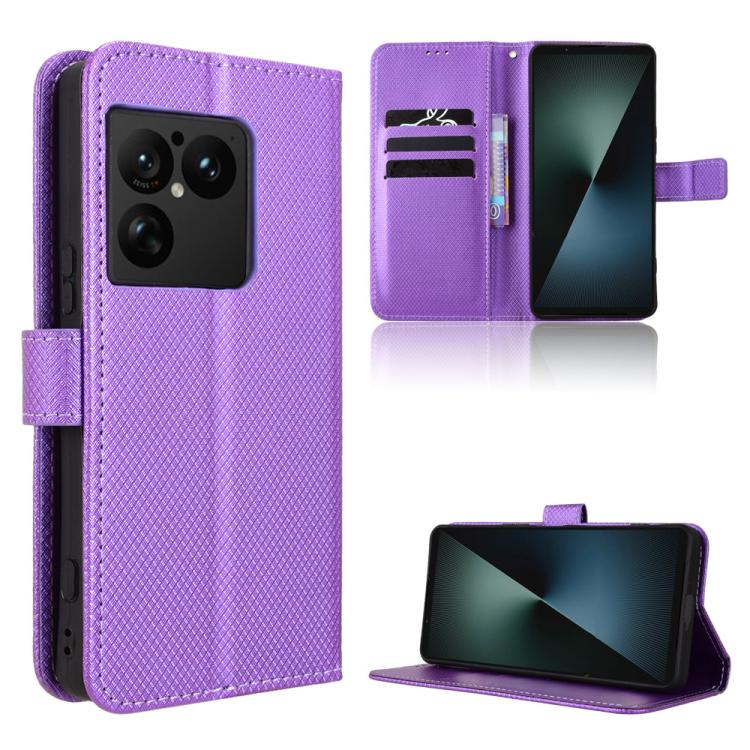 Custodia per telefono in pelle con trama a diamante, For Sony Xperia 1 VIII, For Sony Xperia 10 VII, For Sony Xperia 1 VII, For Sony Xperia 10 VI 2024
