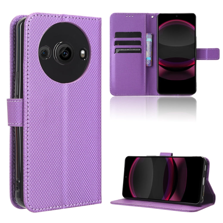 Custodia per telefono in pelle con trama a diamante, For Sharp Aquos R9, For Sharp Aquos Sense8, For Sharp Aquos R8 Pro / Leica Leitz Phone 3, For Sharp Aquos R8