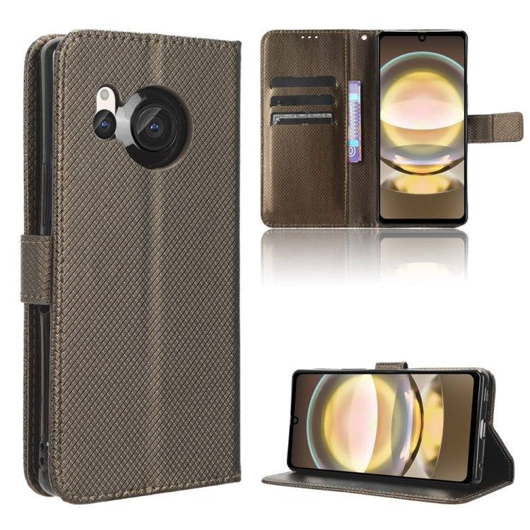 Custodia per telefono in pelle con trama a diamante, For Sharp Aquos R9, For Sharp Aquos Sense8, For Sharp Aquos R8 Pro / Leica Leitz Phone 3, For Sharp Aquos R8