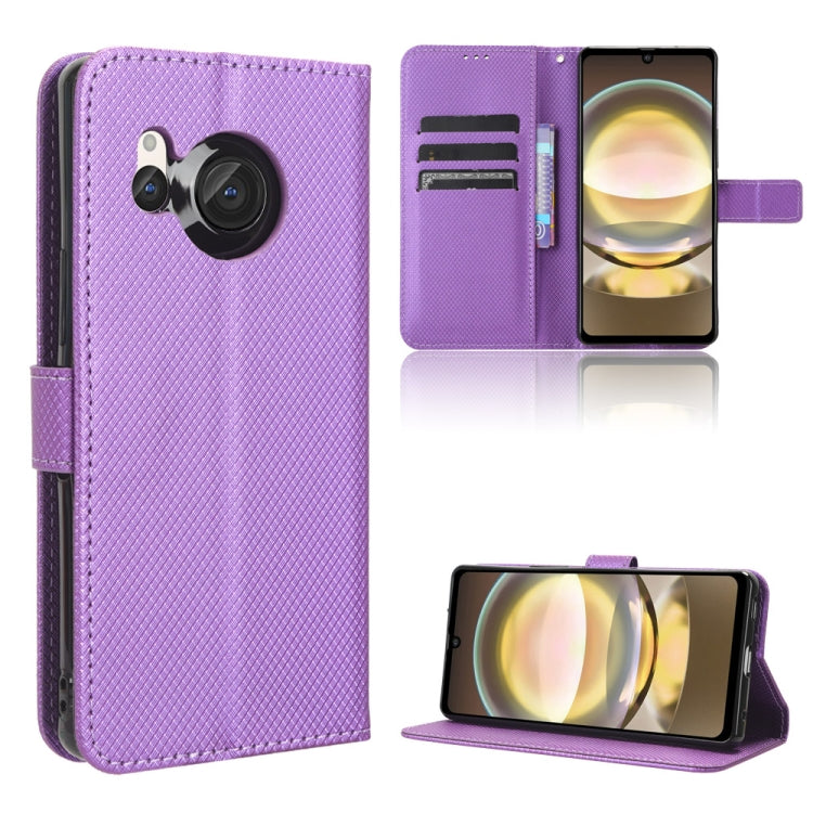 Custodia per telefono in pelle con trama a diamante, For Sharp Aquos R9, For Sharp Aquos Sense8, For Sharp Aquos R8 Pro / Leica Leitz Phone 3, For Sharp Aquos R8