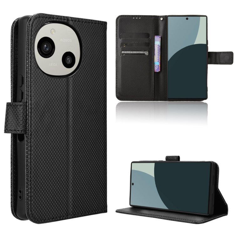 Custodia per telefono in pelle con trama a diamante, For Sharp Aquos R9, For Sharp Aquos Sense8, For Sharp Aquos R8 Pro / Leica Leitz Phone 3, For Sharp Aquos R8