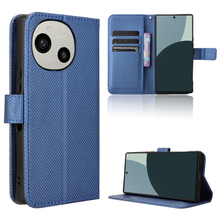 Custodia per telefono in pelle con trama a diamante, For Sharp Aquos R9, For Sharp Aquos Sense8, For Sharp Aquos R8 Pro / Leica Leitz Phone 3, For Sharp Aquos R8