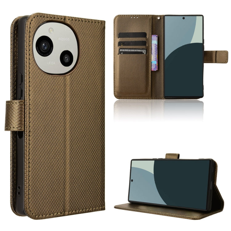 Custodia per telefono in pelle con trama a diamante, For Sharp Aquos R9, For Sharp Aquos Sense8, For Sharp Aquos R8 Pro / Leica Leitz Phone 3, For Sharp Aquos R8
