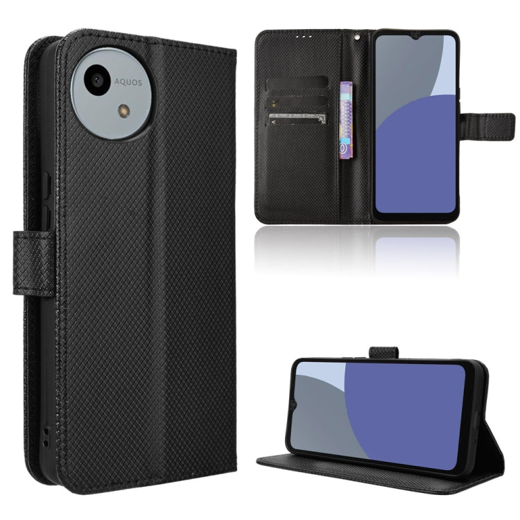 Custodia per telefono in pelle con trama a diamante, For Sharp Basio Active3, For Sharp Aquos Sense9, For Sharp Aquos R9 Pro, For Sharp Aquos wish4