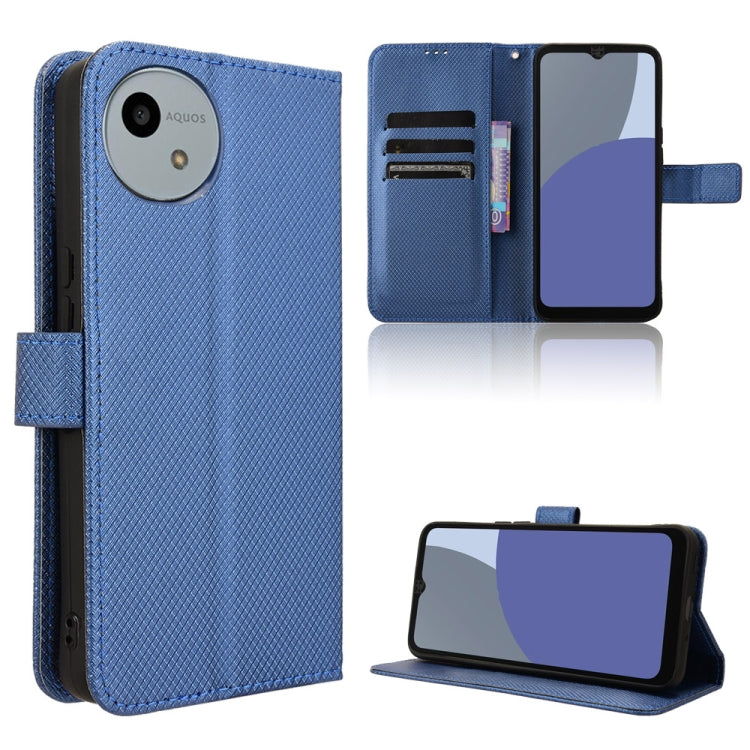 Custodia per telefono in pelle con trama a diamante, For Sharp Basio Active3, For Sharp Aquos Sense9, For Sharp Aquos R9 Pro, For Sharp Aquos wish4