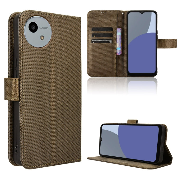 Custodia per telefono in pelle con trama a diamante, For Sharp Basio Active3, For Sharp Aquos Sense9, For Sharp Aquos R9 Pro, For Sharp Aquos wish4