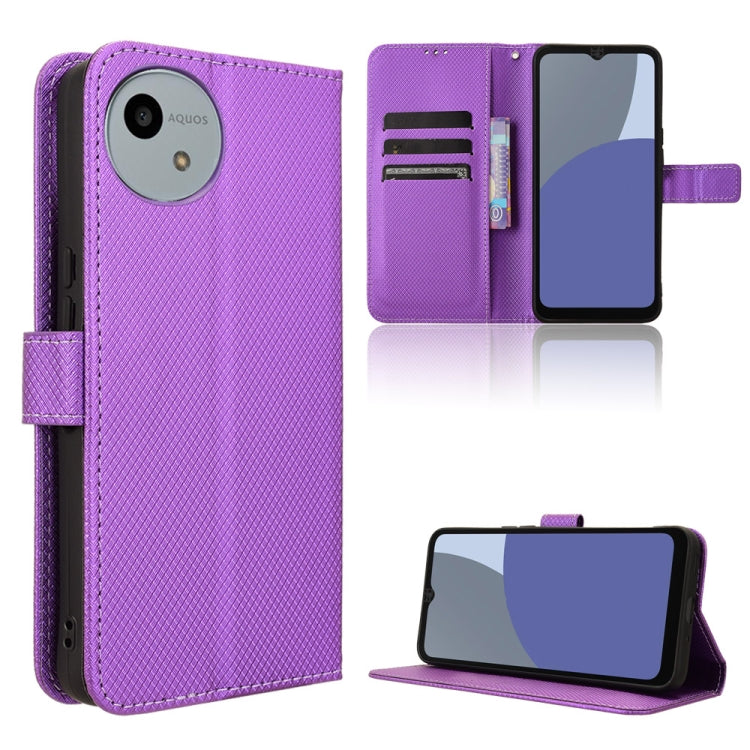 Custodia per telefono in pelle con trama a diamante, For Sharp Basio Active3, For Sharp Aquos Sense9, For Sharp Aquos R9 Pro, For Sharp Aquos wish4
