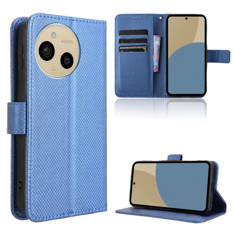 Custodia per telefono in pelle con trama a diamante, For Sharp Basio Active3, For Sharp Aquos Sense9, For Sharp Aquos R9 Pro, For Sharp Aquos wish4