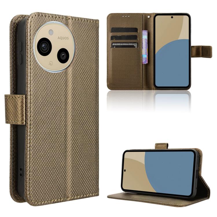 Custodia per telefono in pelle con trama a diamante, For Sharp Basio Active3, For Sharp Aquos Sense9, For Sharp Aquos R9 Pro, For Sharp Aquos wish4