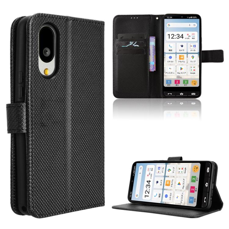 Custodia per telefono in pelle con trama a diamante, For Sharp Basio Active3, For Sharp Aquos Sense9, For Sharp Aquos R9 Pro, For Sharp Aquos wish4