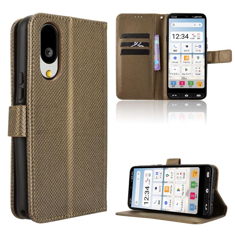 Custodia per telefono in pelle con trama a diamante, For Sharp Basio Active3, For Sharp Aquos Sense9, For Sharp Aquos R9 Pro, For Sharp Aquos wish4