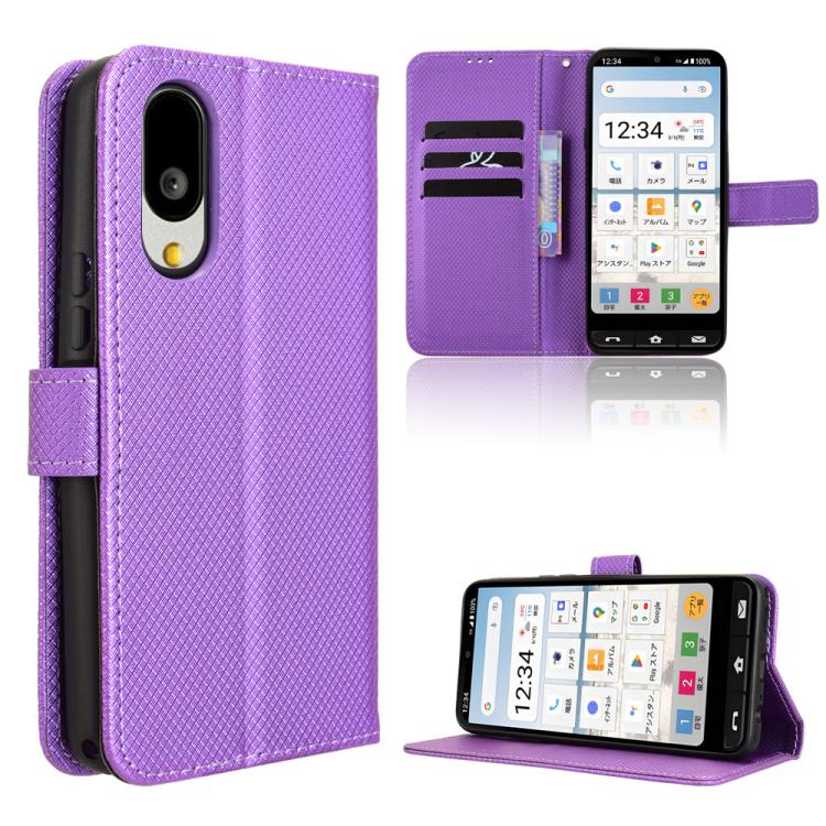 Custodia per telefono in pelle con trama a diamante, For Sharp Basio Active3, For Sharp Aquos Sense9, For Sharp Aquos R9 Pro, For Sharp Aquos wish4