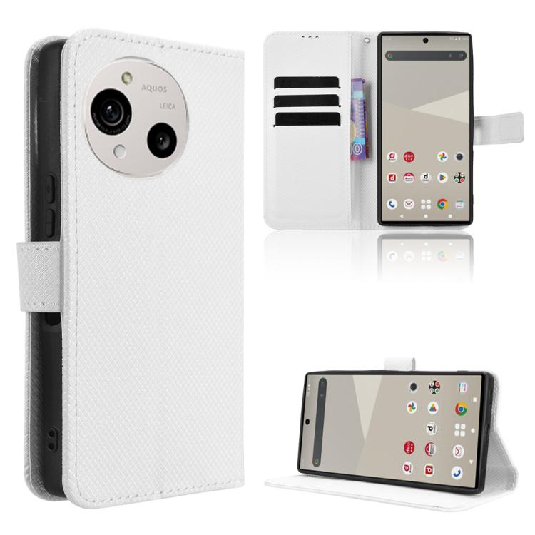 Custodia per telefono in pelle con trama a diamante, For Sharp Aquos R11, For Sharp Aquos Sense10, For Sharp Aquos R10, For Sharp Aquos wish5