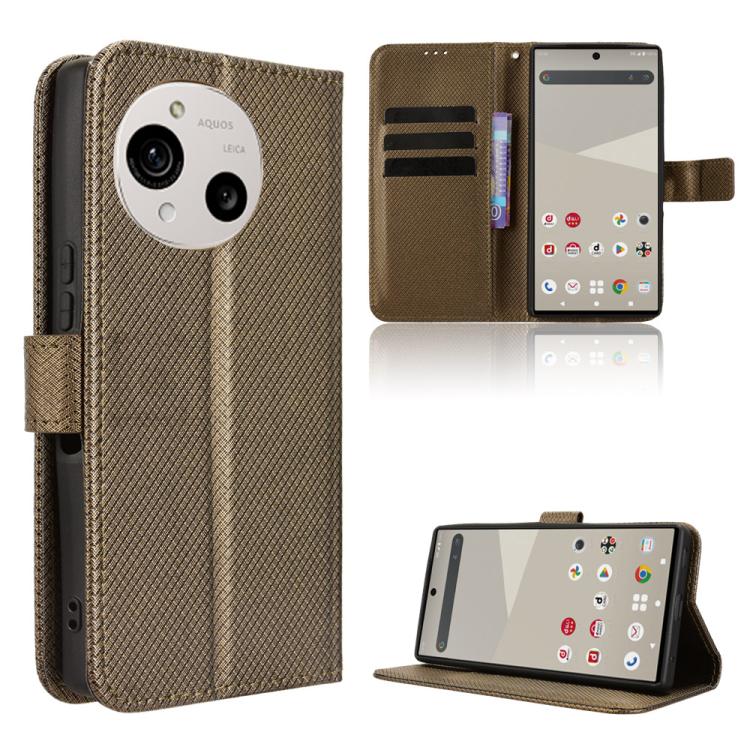 Custodia per telefono in pelle con trama a diamante, For Sharp Aquos R11, For Sharp Aquos Sense10, For Sharp Aquos R10, For Sharp Aquos wish5